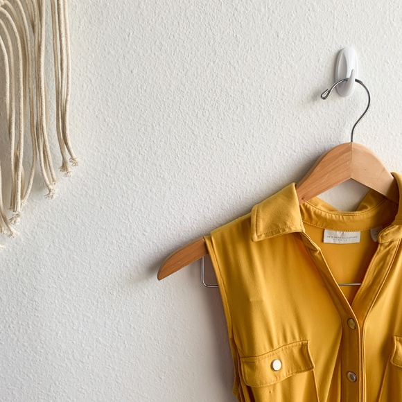 New York and Company Button Down Romper Yellow SzS - Picture 2 of 4